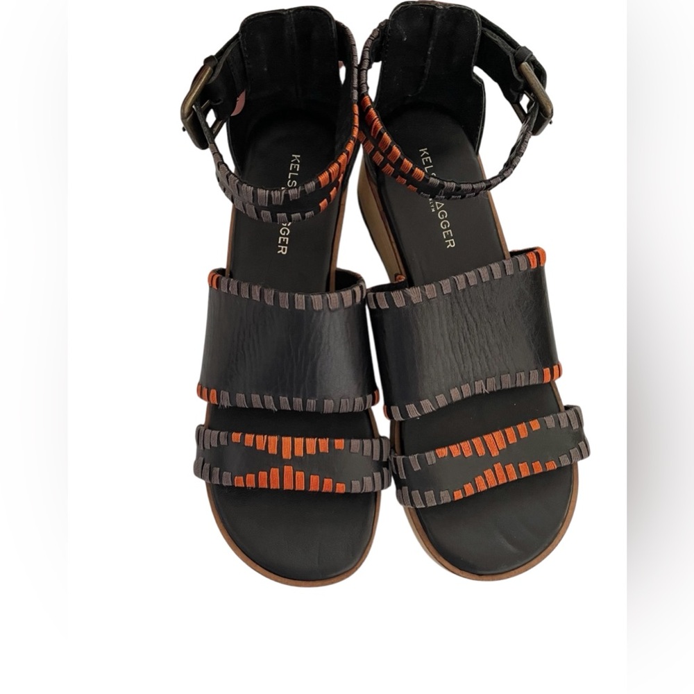 Kelsi Dagger Women’s Wooden Ankle Strap leather Sandals Size 7